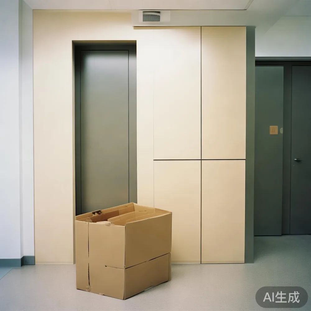 분당 오피스텔 현관에서 엘리베이터 문 폭을 실측하는 장면