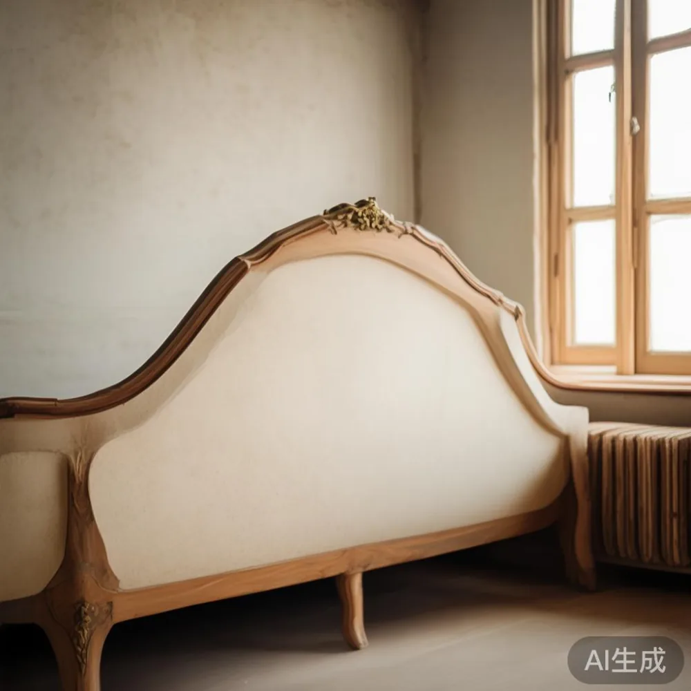 프렌치 럭셔리 원목 침대 프레임과 협탁이 놓인 서울 아파트 침실