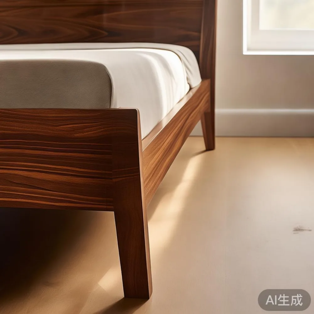 아메리칸 럭셔리 침대 프레임의 직선형 어두운 원목 마감