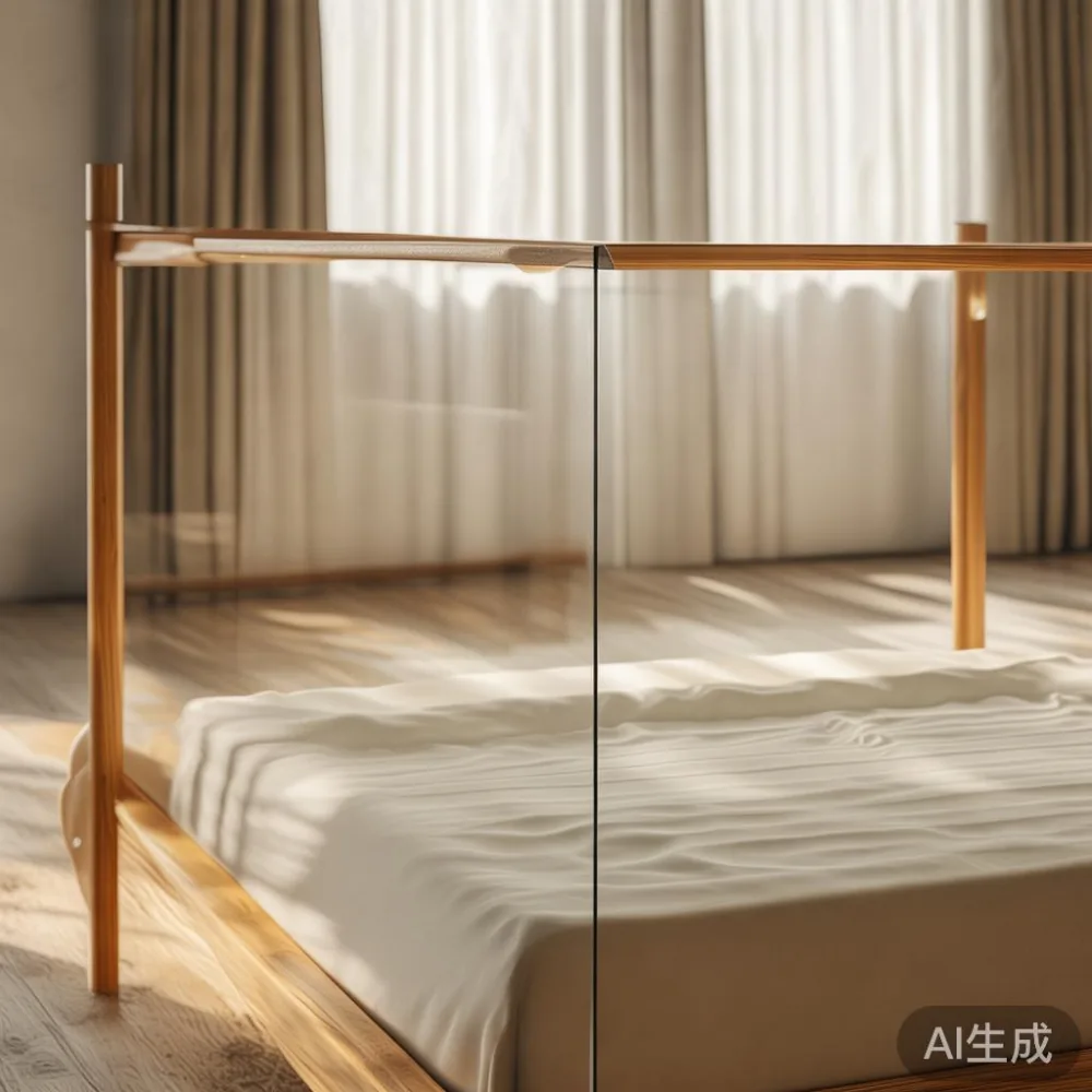 분당 거실의 미니멀 유리·목재 침대 프레임 사진