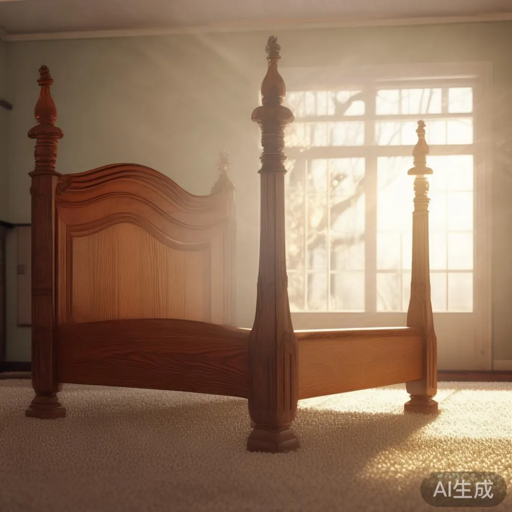 아메리칸 럭셔리 스타일의 두꺼운 오크나무 침대 프레임