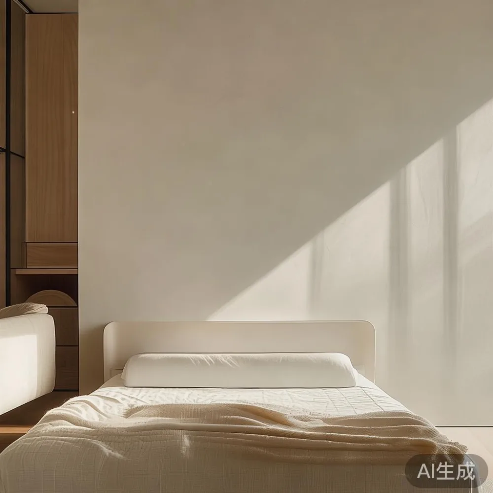 한국의 습한 여름, 라커 마감 침대 프레임 관리법 — staged against a plain wall with a linen sofa ne