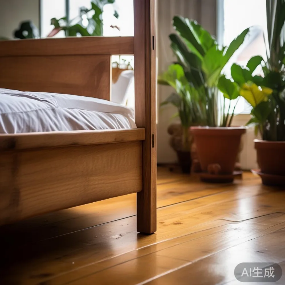 원목 침대 프레임, 온라인으로 살 때 배송과 설치의 진짜 현실 — corner of a small condo apartment with wooden fl