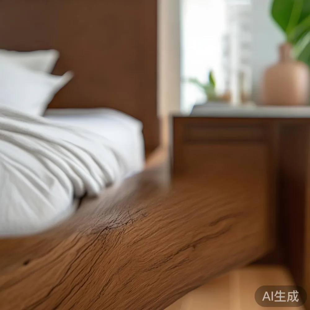 동남아시아 습도가 원목 가구에 미치는 영향 — 한국 소비자 가이드 — close-up of the grain and joinery detail, shallo