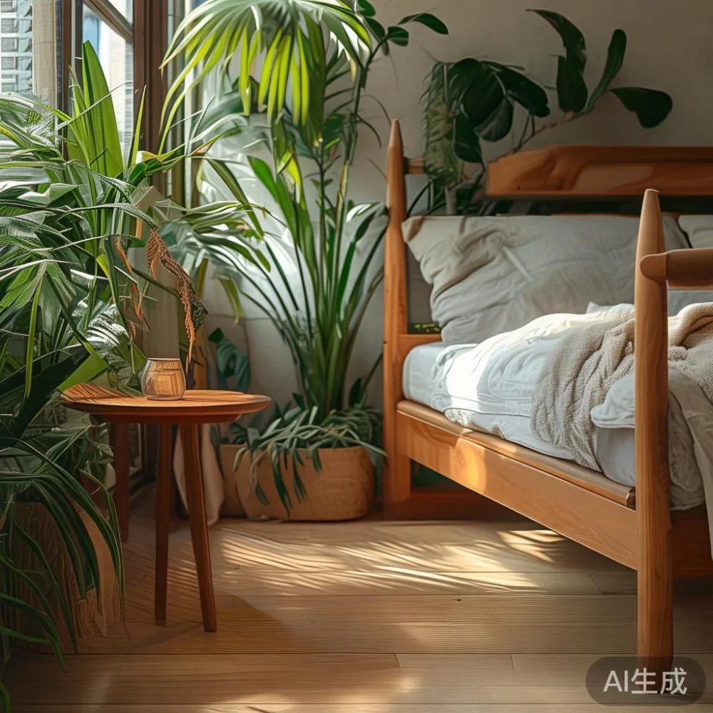 한국 tropical climate에서 lacquered 원목 가구 관리법: 침대 프레임부터 식탁까지 — corner of a small condo apartment with wooden fl