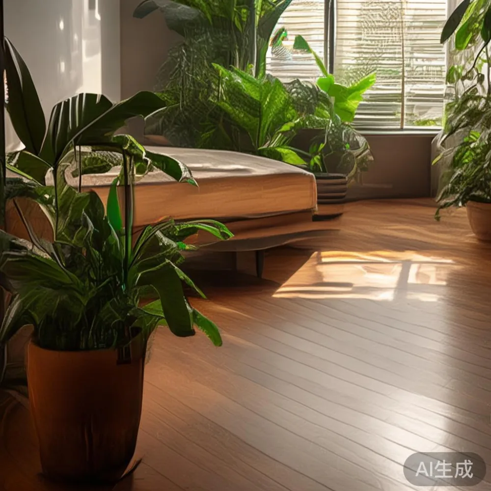 베니어와 원목 침대 프레임, 5년 동안 정말 어느 쪽이 더 가성비 좋을까? — corner of a small condo apartment with wooden fl